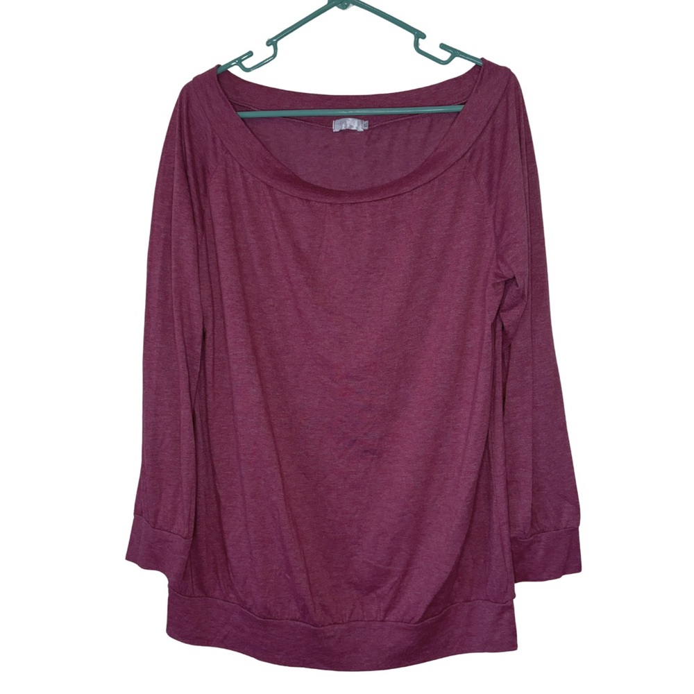 3/$20 Halife Elegant Women's Cranberry Off Shoulder Long Sleeve Top